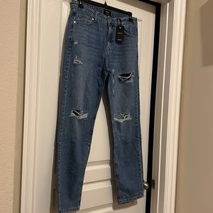 NWT Forever 21 Distressed Straight-Leg Jeans